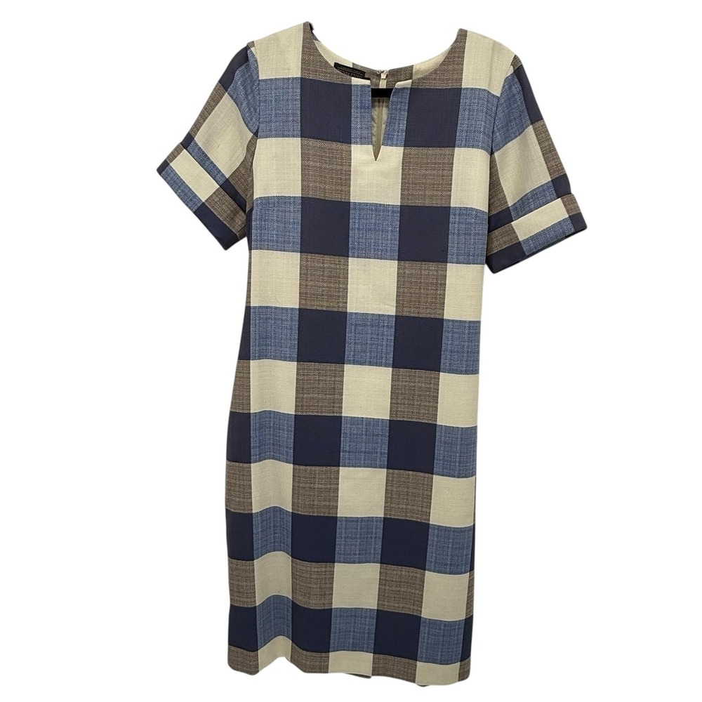 Pendleton Blue, Cream & Brown Plaid Shift Dress
